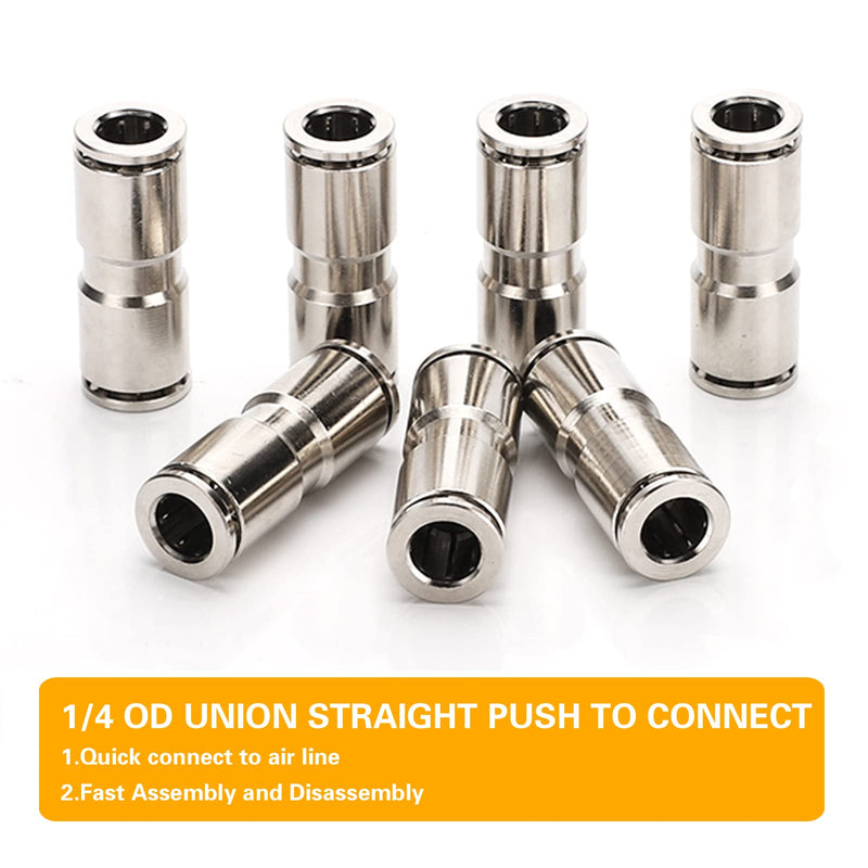  [AUSTRALIA] - 1/4 Union Straight Push to connect fittings Stainless Steel Pneumatic Push Connectors,CEKER 1/4" x 1/4" OD Tube Quick Connect Fittings Air Line Fittings for 1/4 inch Tube 2Pack