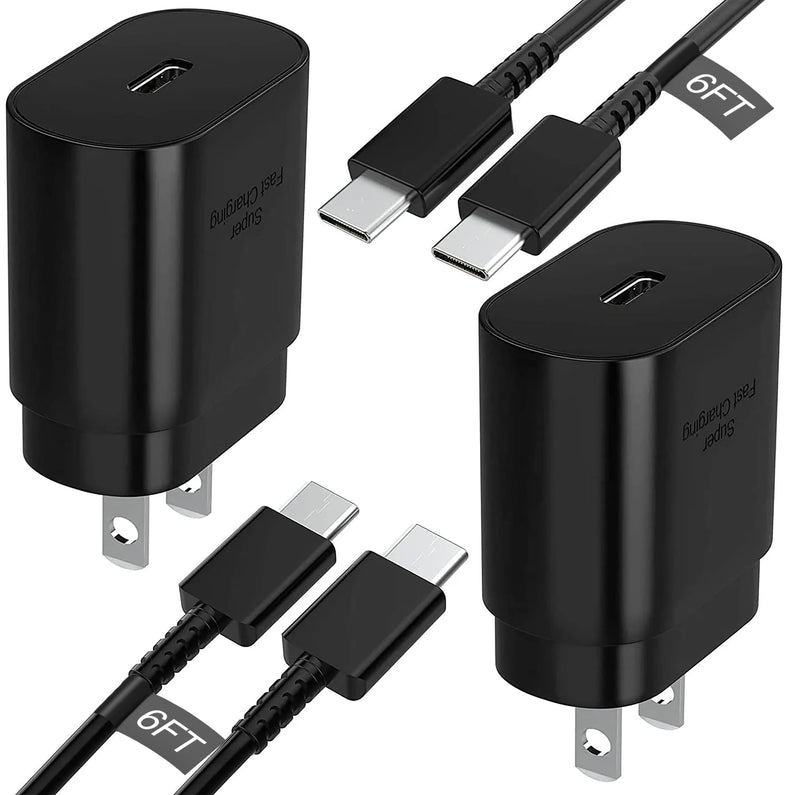  [AUSTRALIA] - Super Fast Charger 25 Watt PD 3.0 USB C Type C Charger Cable Cord 6ft Quick Charging Compatible Samsung Galaxy S23/ S22/ S21/ Z Fold 3/ S20 5G/ Note 20/ Note10/ iPad Pro/Tablet-2Pack 6ft-2Pack