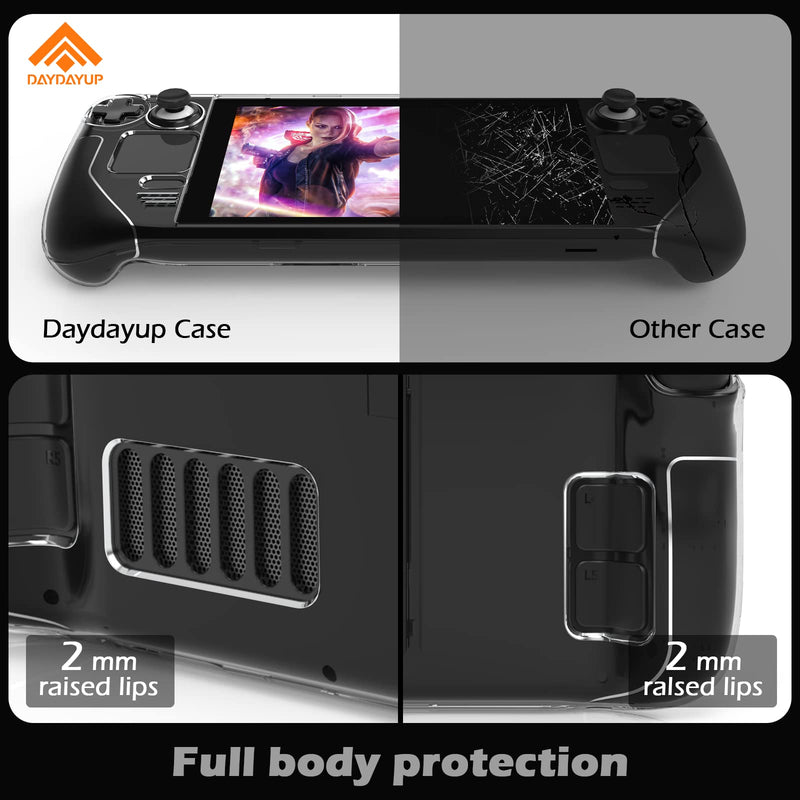  [AUSTRALIA] - Daydayup Kickstand Protective Case for Steam Deck, Cover Protector with Stand Base, Full Protective Cover Case Compatible with Vavle Steam Deck Accessories, Non-Slip and Anti-Scratch Design, Clear