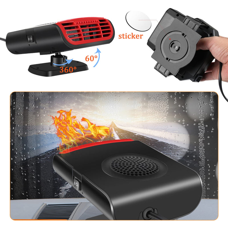  [AUSTRALIA] - 【New 2022】Portable Car Heater, 12V 150W Fast Heating Defrost Defogger 3 in 1 Portable Car Heater with Heating & Cooling & Air Purify, Car Fan Windshield Defroster(Black)