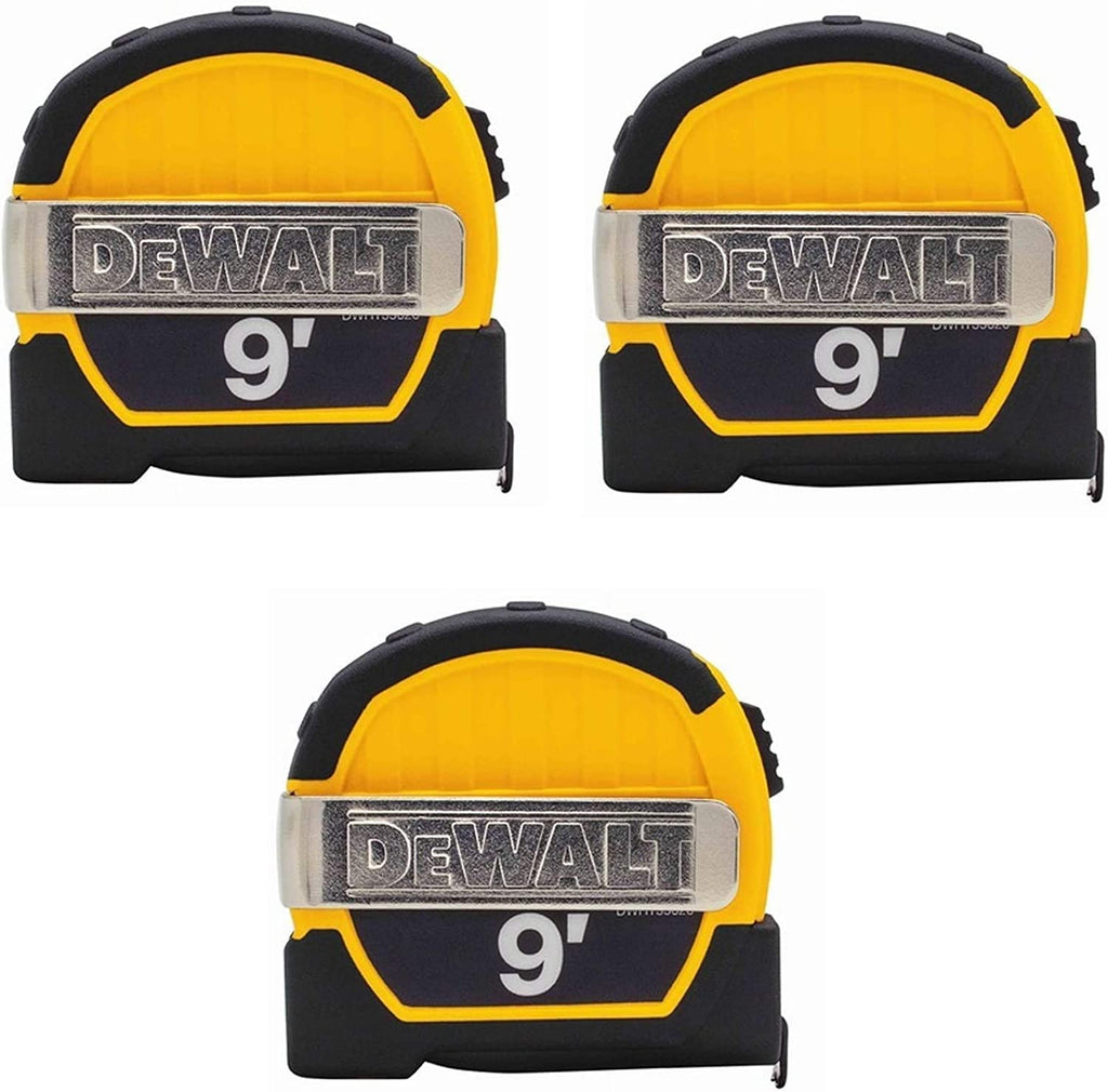  [AUSTRALIA] - Dewalt DWHT33028M 9ft. Magnetic Pocket Tape Measure, Black and Yellow, 3 Pack