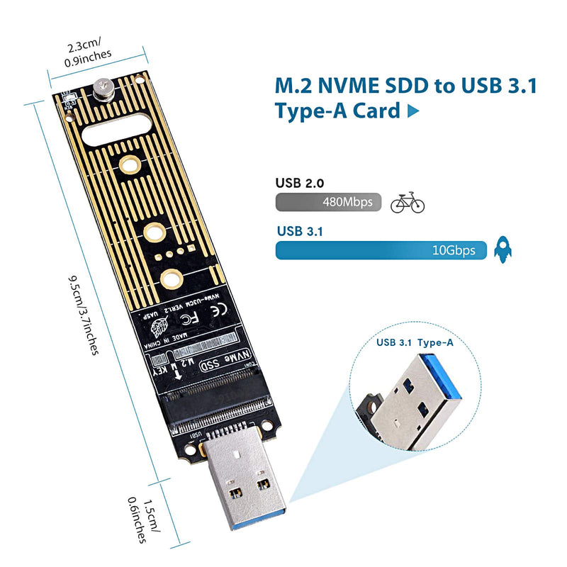 NVMe to USB Adapter, M.2 SSD to USB 3.1 Type A Card, M.2 PCIe Based M Key Hard Drive Converter Reader as Portable SSD 10 Gbps USB 3.1 Gen 2 Bridge Chip Support Windows XP 7 8 10, MAC OS - LeoForward Australia