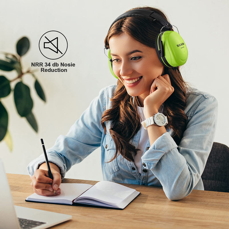  [AUSTRALIA] - SULWZM Hearing Protection Ear Muffs,NRR 28db Noise Cancelling for Shooting, Mowing, Construction,Green Green
