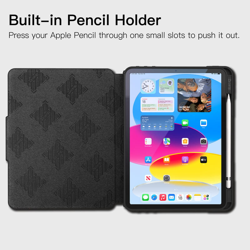  [AUSTRALIA] - ZtotopCases for New iPad 10th Generation Case 10.9 Inch 2022 , [6 Magnetic Stand + Pencil Holder + Auto Wake/Sleep] Full Body Protective Cover Case for iPad 10.9" 10th Gen, Black