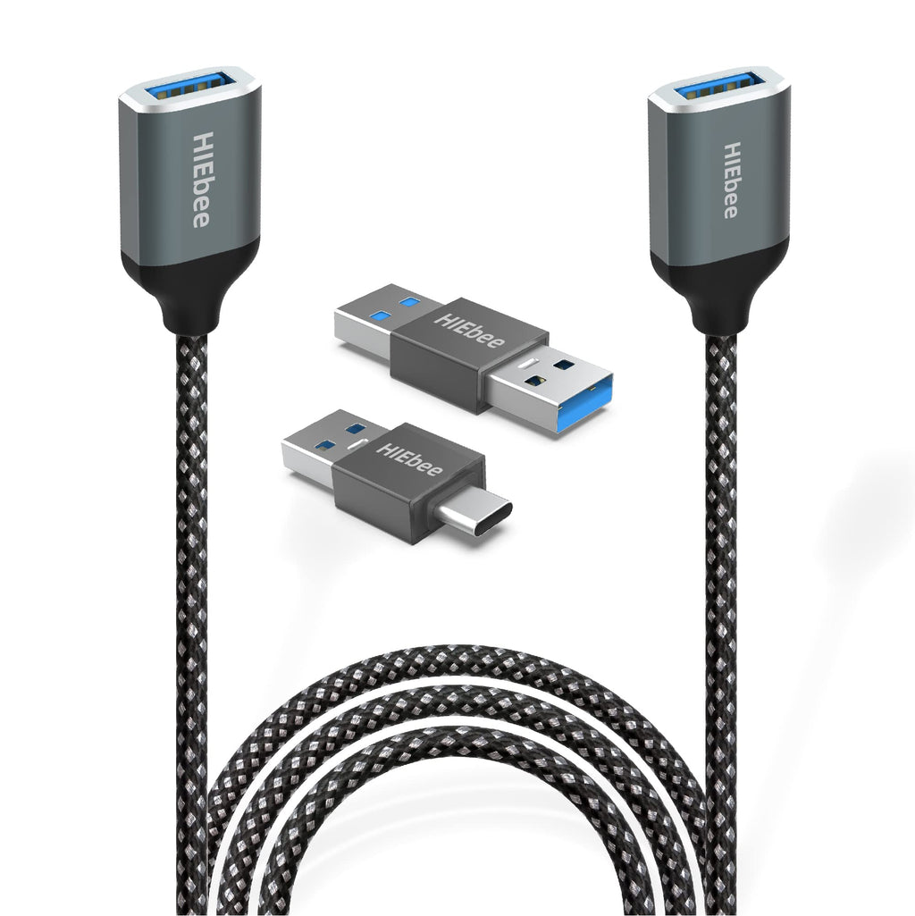  [AUSTRALIA] - EBEETECH 3.3FT USB 3.0 to Extension Cable Female Cord, A Male Adapter, C Adapter Extended Compatible with Mouse, Keyboard, Laptop(3 Pack)