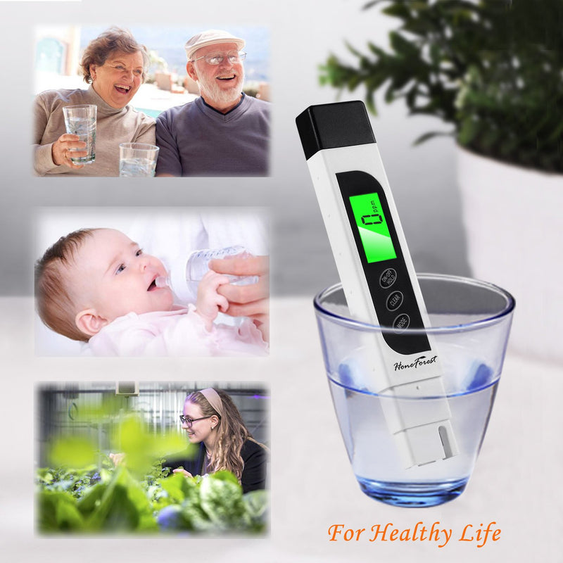 Water Quality Tester, Accurate and Reliable, HoneForest TDS Meter, EC Meter & Temperature Meter 3 in 1, 0-9990ppm, Ideal Water Test Meter for Drinking Water, Aquariums, etc. White - LeoForward Australia