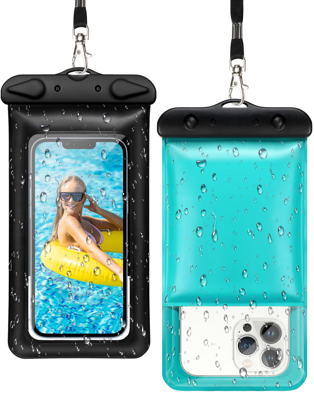  [AUSTRALIA] - F-color Floating Waterproof Phone Pouch - Waterproof Phone Case - Underwater Dry Bag - Waterproof Cell Phone Pouch Up to 7.0" for iPhone 14 13 12 11 Pro Max XS XR X, Galaxy Pixel,2 Pack 2 Pack, Black+Green