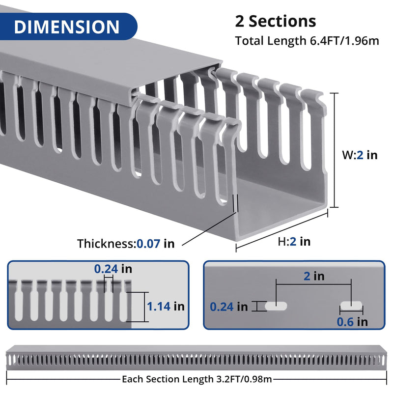  [AUSTRALIA] - ZhiYo Professional Server Rack Cable Management Raceway 6.4ft(2 x L3.2ft) & TV Cord Cover, 36 inch Bundle