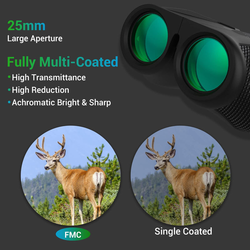  [AUSTRALIA] - 12X25 Compact Binoculars for Adults, Grand-Eyepiece BAK4 FMC High Power Binocs Lightweight for Bird Watching Sightseeing Traveling