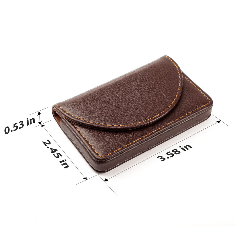  [AUSTRALIA] - MaxGear Business Card Holder, PU Leather Business Card Case Pocket Credit Card Holders, Slim Name Card Holder Magnetic Shut Business Card Carrier for Men or Women, Home & Office, Coffee A-coffee