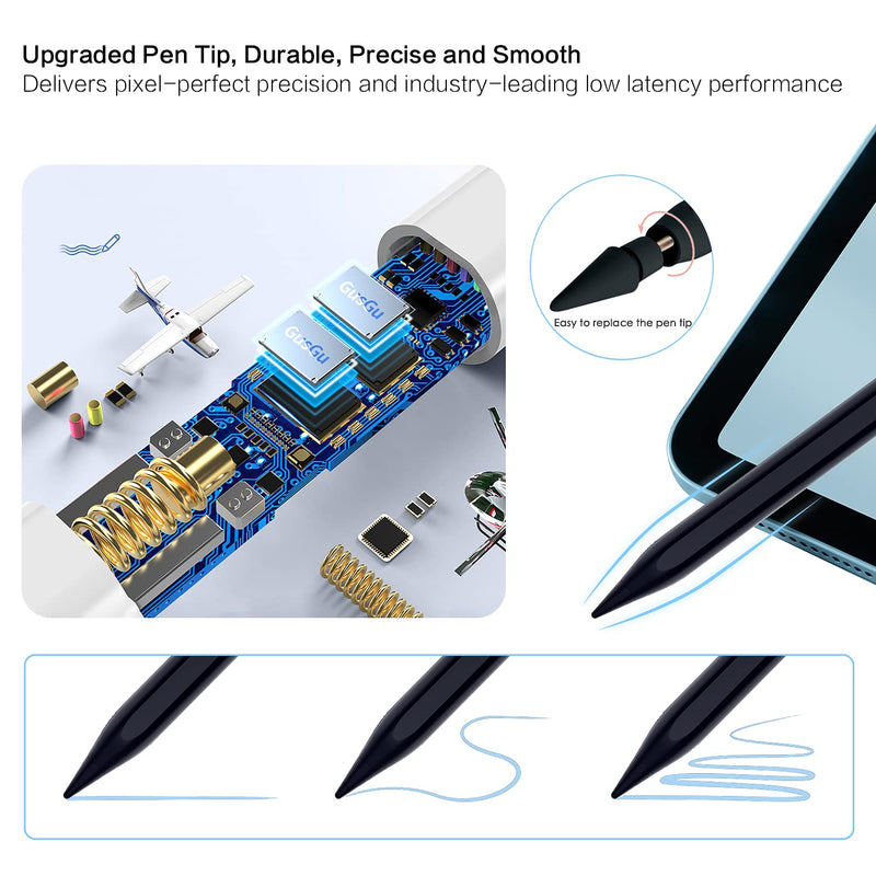  [AUSTRALIA] - Stylus Pen for iPad, Upgraded Tip Tilt Sensitivity iPad Pencil for iPad Pro 2021 11/12.9 Inch(2018-2021), iPad 8th Generation, iPad 7/6th, iPad Air 4th/3rd, Palm Rejection Magnetic Stylus Pen, Black