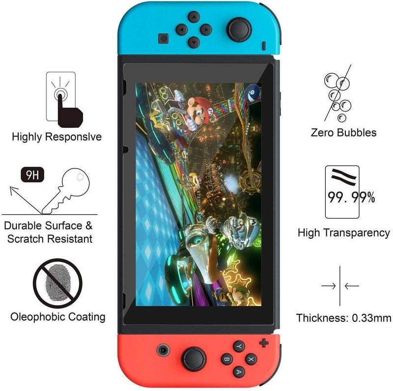  [AUSTRALIA] - Hestia Goods Switch Case and Tempered Glass Screen Protector Compatible with Nintendo Switch - Deluxe Hard Shell Travel Carrying Case, Pouch Case for Nintendo Switch Console & Accessories, Streak Red