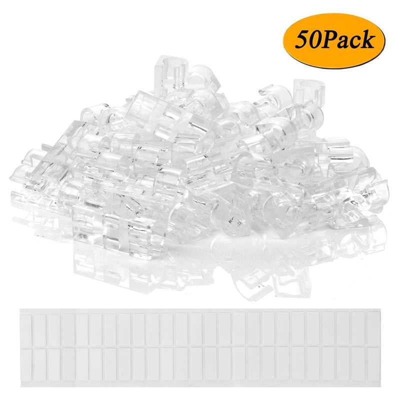  [AUSTRALIA] - SOULWIT 50 Pcs Self Adhesive Cable Management Clips, Cable Organizers Sticky Wire Clips Cord Holder for TV PC Laptop Ethernet Cable Desktop Home Office (Large,Transparent) Large Transparent-Large