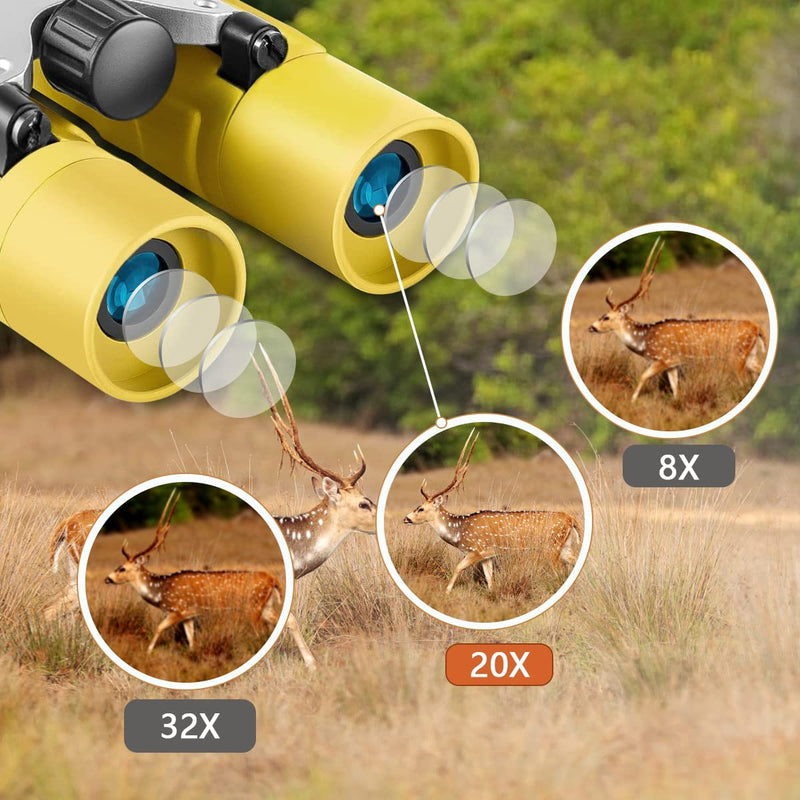  [AUSTRALIA] - OuYteu Binoculars 122x1000 Compact with Clear Low Light Vision, Large Eyepiece Waterproof Binocular for Adults Kids, High Power Easy Focus Bird Watching, Hunting, Travel, Sightseeing, Yellow