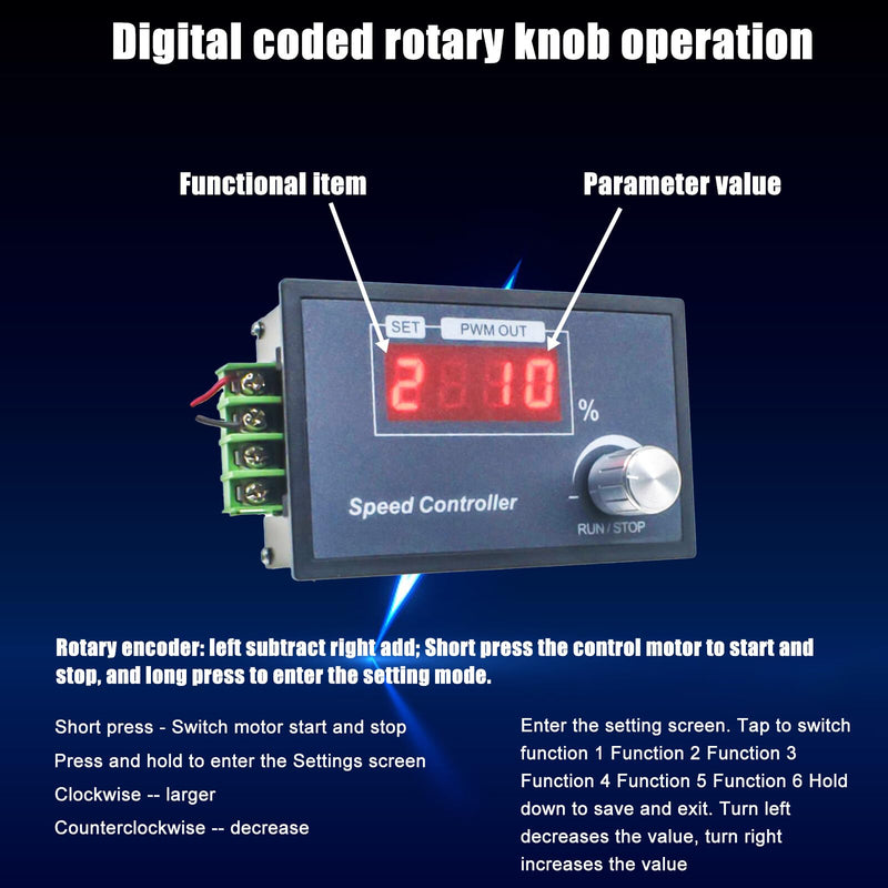  [AUSTRALIA] - DC motor speed controller, DC 6-60V 6V 12V 24V 36V 48V30A DC motor speed controller, speed adjustable stepless controller with start-stop switch regulator motor rotary knob