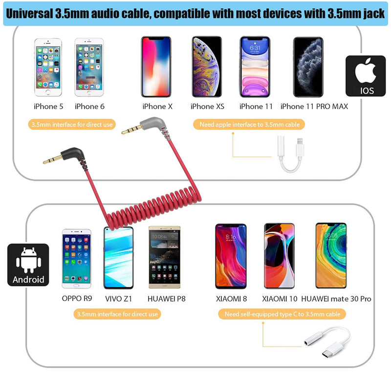  [AUSTRALIA] - TRS to TRRS Adapter Cable Wireless Lavalier Microphone Cable for RODE SC7,Wireless GO Microphone/Mobile Phone Conversion Cable,3.5mm Microphone Cable Spring Type Connected to Phones,Tablets,ipads ect