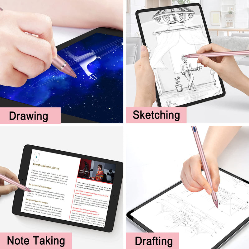  [AUSTRALIA] - Stylus Pens for Touch Screens,Active Stylus Compatible for Apple iPad,Rechargeable 1.5mm Fine Point Smart Pencil Digital Compatible iPad and Most Tablet,for Drawing and Handwriting (Pink) Pink