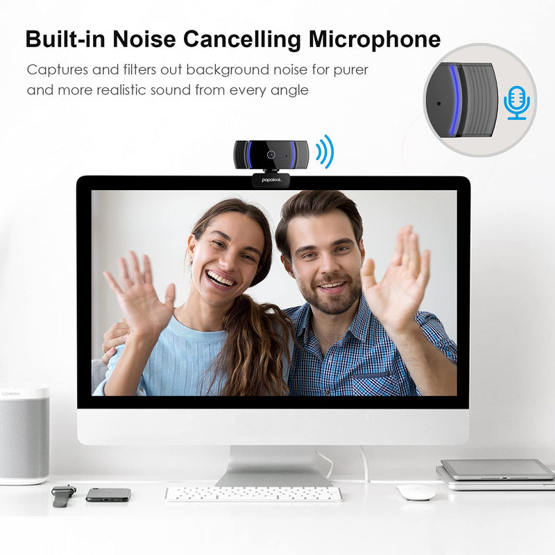  [AUSTRALIA] - PAPALOOK AF925 1080p Autofocus Webcam with Microphone, Full HD Video Calling and Conferencing, Plug and Play, Works with Skype, Zoom, FaceTime, Hangouts, PC/Laptop/MacBook/Tablet