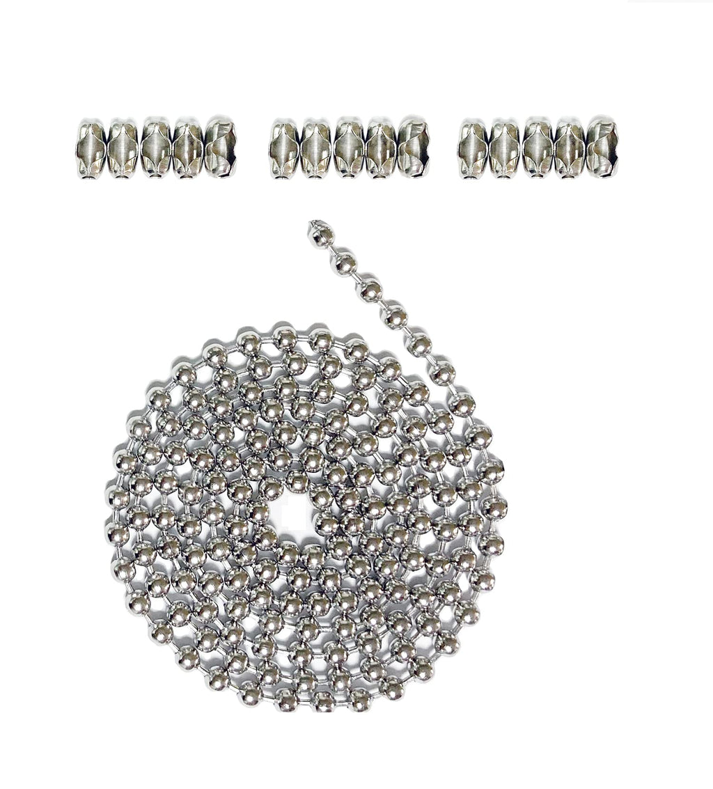 [AUSTRALIA] - 10 Feet Stainless Steel Beaded Pull Chain Extension with Connector,Beaded Roller Chain with 15 Matching Connectors,Silver(4.5mm) ¡­ 4.5mm