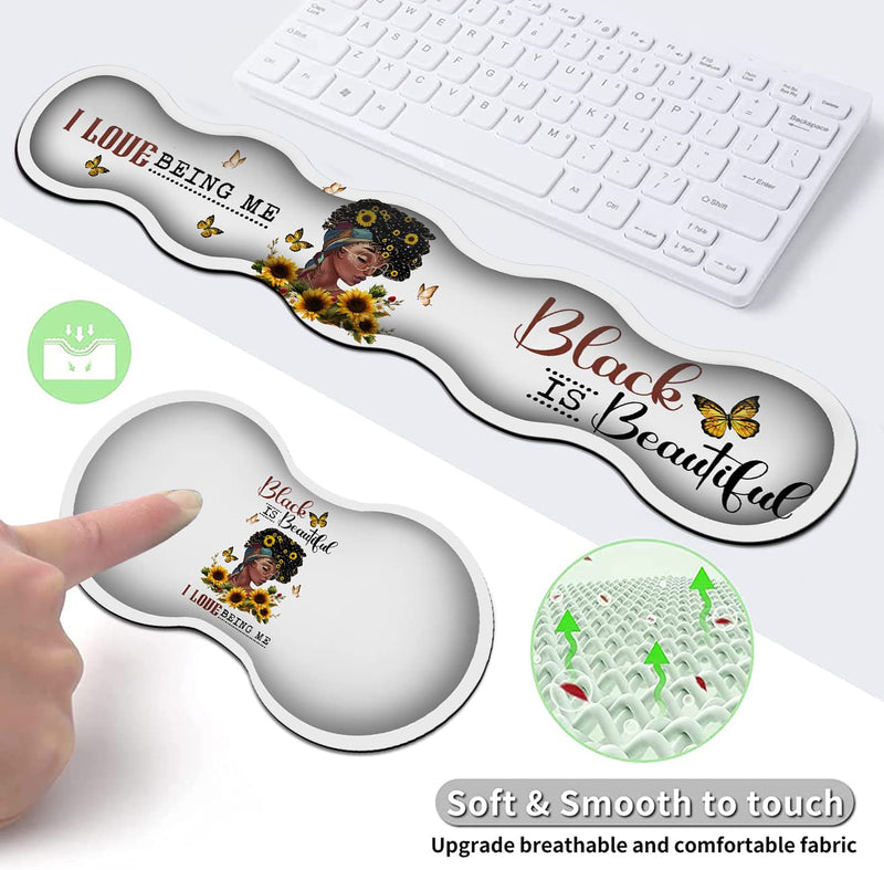  [AUSTRALIA] - Desk Pad, Large Gaming Mouse Pad Extended Thick Writing Pads, Ergonomic Keyboard Wrist Rest with Non-Slip Rubber Base Office Desk Mat Sunflower Black Women Butterfly Faith Art Black Mousepad JV-mouse pad-8-58