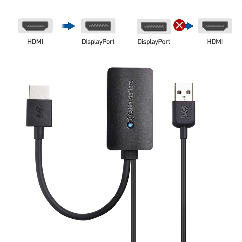 [AUSTRALIA] - Cable Matters Uni-Directional HDMI to DisplayPort Adapter for Desktop and Laptop Computers (HDMI 2.0 to DisplayPort 1.2) with 4K 60Hz Video Resolution - Not Compatible with PS5 or Xbox Series X/S