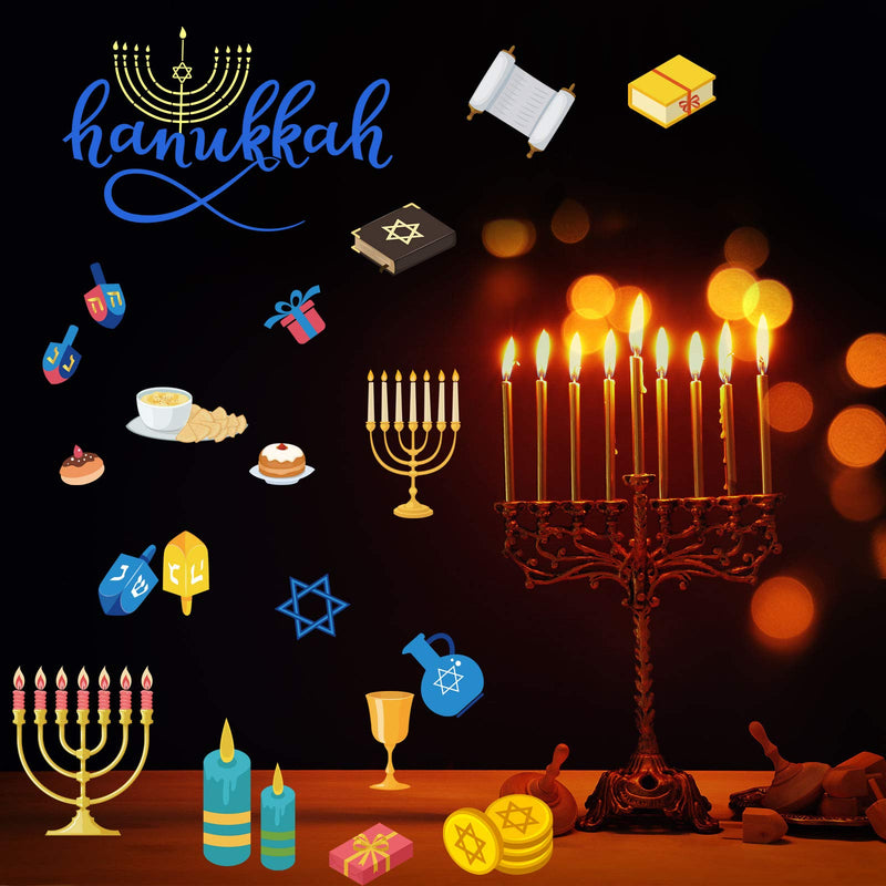  [AUSTRALIA] - Outus 200 Pieces Hanukkah Window Clings 10 Sheets Chanukah Static Stickers Classroom Window Clings for Wall Glass Car Jewish Holiday Hanukkah Party Decoration
