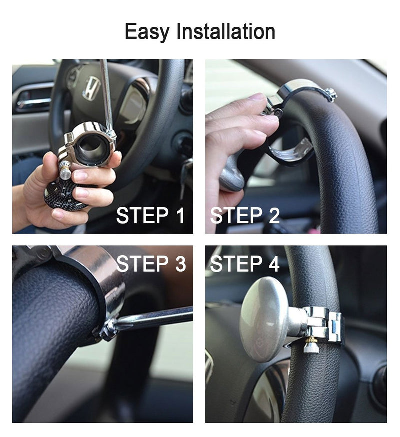  [AUSTRALIA] - Metal + ABS Truck Steering Wheel Suicide Spinner Handle Power Ball Booster Spin Knob Clamp Fit for Universal Car (brown)