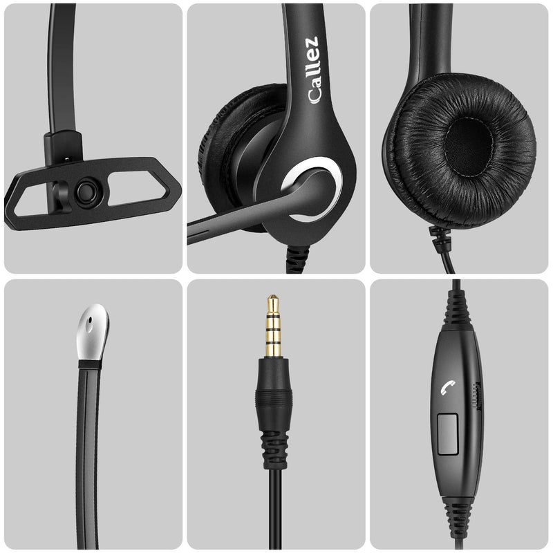  [AUSTRALIA] - Cell Phone Headset with Microphone Noise Cancelling for iPhone Samsung Laptop PC, 3.5mm Computer Headphones for Home Office Classroom Skype Zoom Business Call Center, Clearer Voice, Ultra Comfort Gray