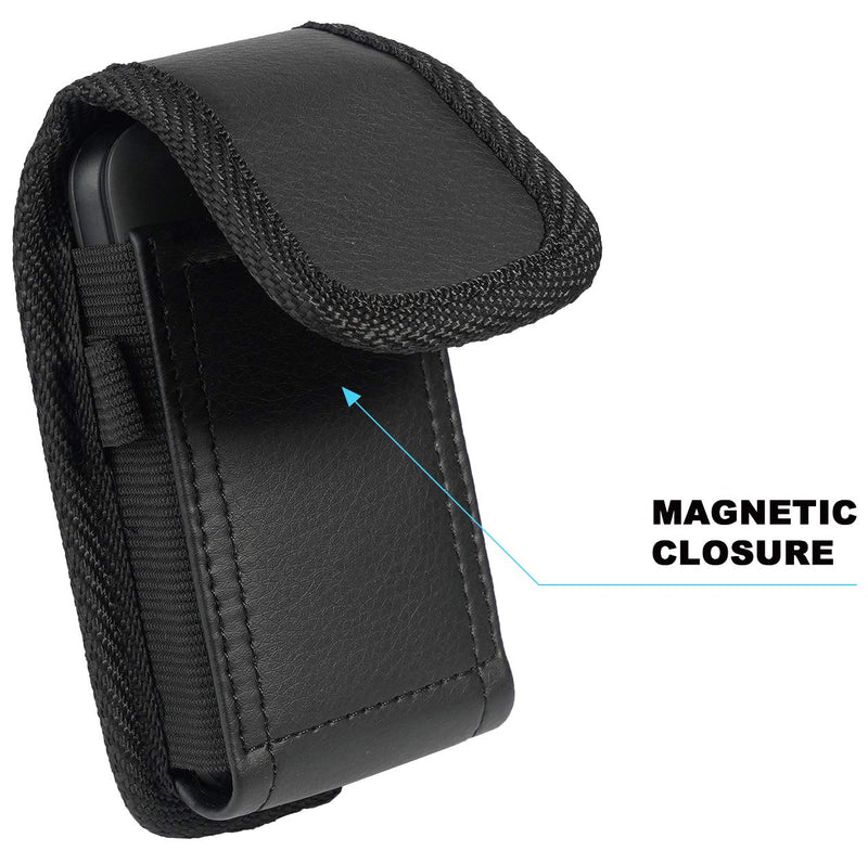 Flip Phone Case, Nakedcellphone Black Vegan Leather Vertical Pouch [with Belt Loop, Metal Clip, Magnetic Closure] for Alcatel Go Flip V, MyFlip, Quickflip, Cingular Flip 2 (A405DL, 4051s, 4044) - LeoForward Australia