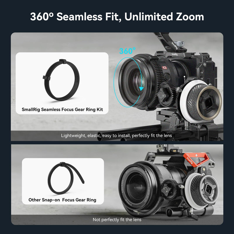  [AUSTRALIA] - SmallRig Seamless Follow Focus Ring Set of 7, with AB Stop and Non-Slip Rubber, Standard M0.8 Focus Gear Ring, Compatible with SmallRig Follow Focus 3010B, 3850, 3781, 3918-4185