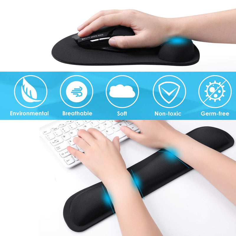 GIM Keyboard and Mouse Pad with Gel Wrist Rest Support, Memory Foam Set with Non Slip Rubber Base for Office, Gaming, Computer, Laptop and Mac - LeoForward Australia