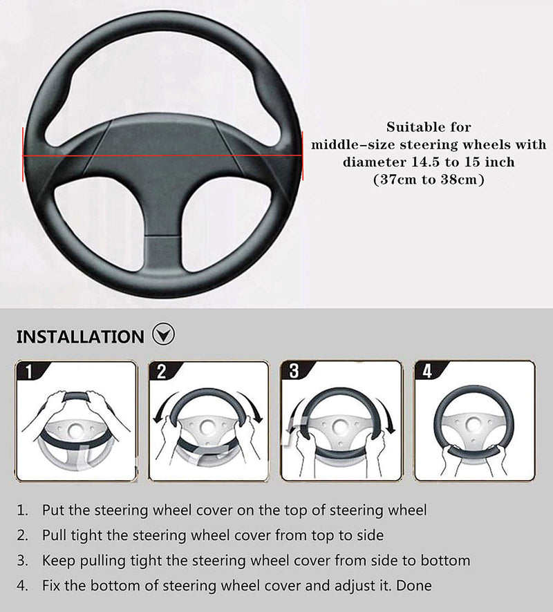 LABBYWAY Microfiber Leather Auto Car Steering Wheel Cover,Universal Fit 15 Inch Anti-Slip Wheel Protector (Red) Red - LeoForward Australia