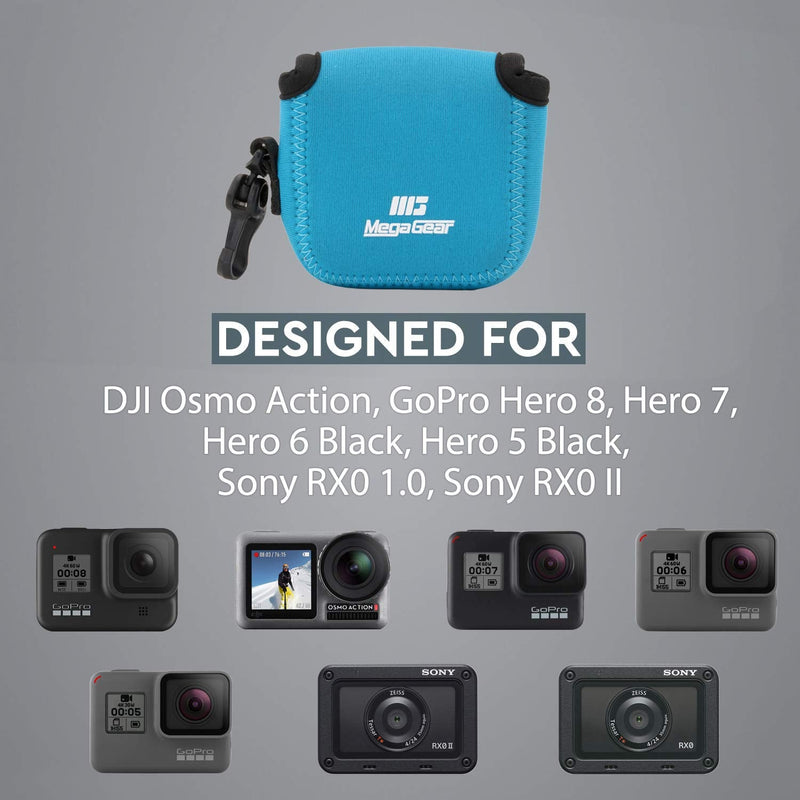  [AUSTRALIA] - MegaGear Ultra Light Neoprene Camera Case Compatible with GoPro Hero9, Hero8, DJI Osmo Action, Sony RX0 II, GoPro Hero 7, Sony RX0 1.0 Blue