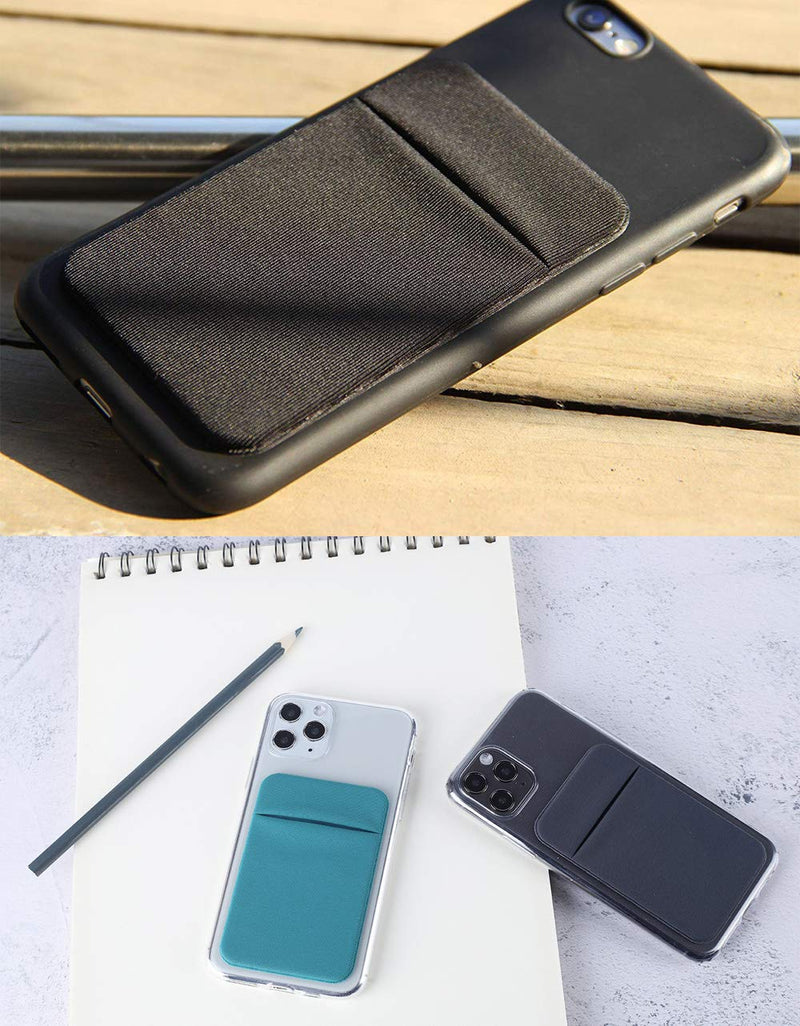 3Pack Cell Phone Card Holder for Back of Phone,Stretchy Lycra Stick on Wallet Pocket Credit Card ID Case Pouch Sleeve 3M Adhesive Sticker for iPhone Samsung Galaxy Android-Dark Green&Blue Gray&Black - LeoForward Australia