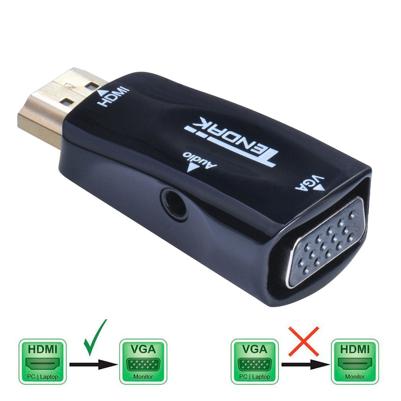  [AUSTRALIA] - Tendak Gold-Plated Active HD 1080P HDMI to VGA Converter Adapter Dongle with 3.5mm Audio for Laptop PC Projector HDTV PS3 Xbox STB Blu-ray DVD