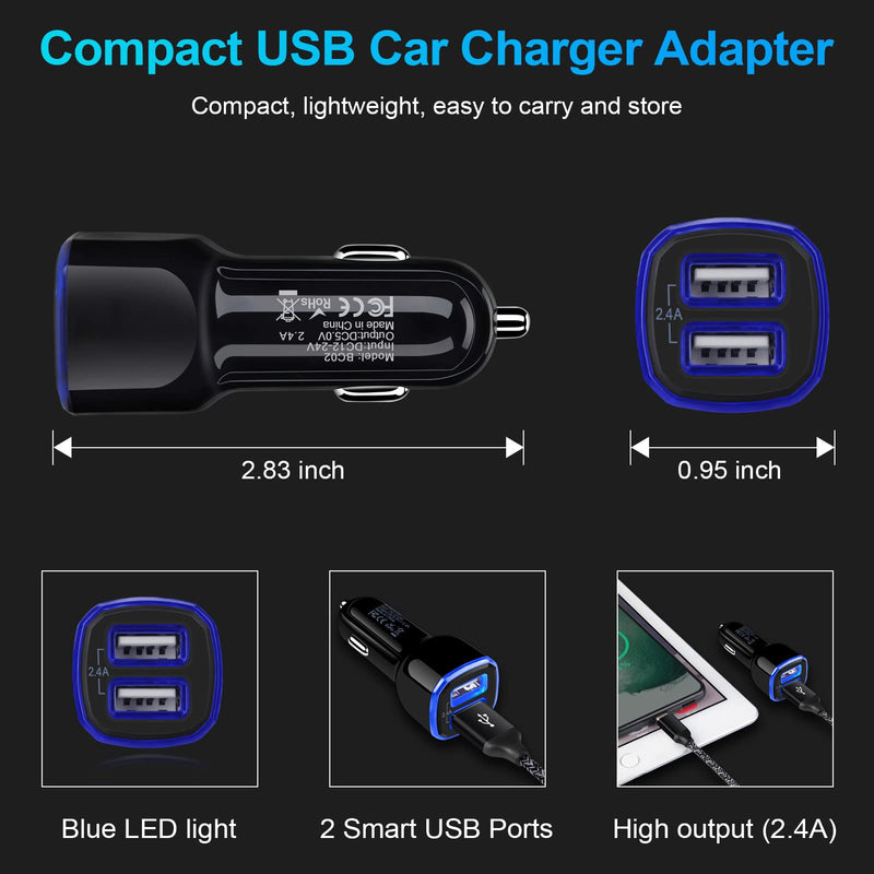  [AUSTRALIA] - Car Charger iPhone, 5Pack 2.4A 12V USB Adapter Car Cigarette Lighter USB Charger Car Plug for iPhone 14 13 12 11 Pro SE XR XS X 8 7 6 6S, Samsung Galaxy S22 S21 S20 S10 S9 S8 S7,Moto,Android,Kindle