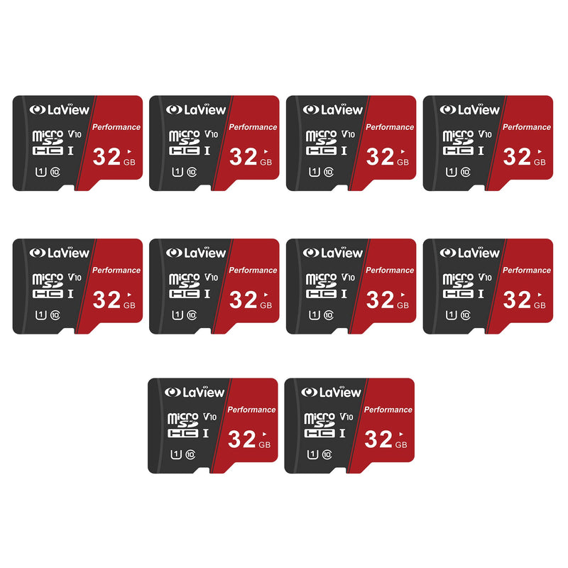  [AUSTRALIA] - LaView 32GB Micro SD Card 10 Pack, Micro SDXC UHS-I Memory Card – 95MB/s,633X,U3,C10, Full HD Video V30, A1, FAT32, High Speed Flash TF Card P500 for Computer with Adapter/Phone/Tablet/PC 10-Pack
