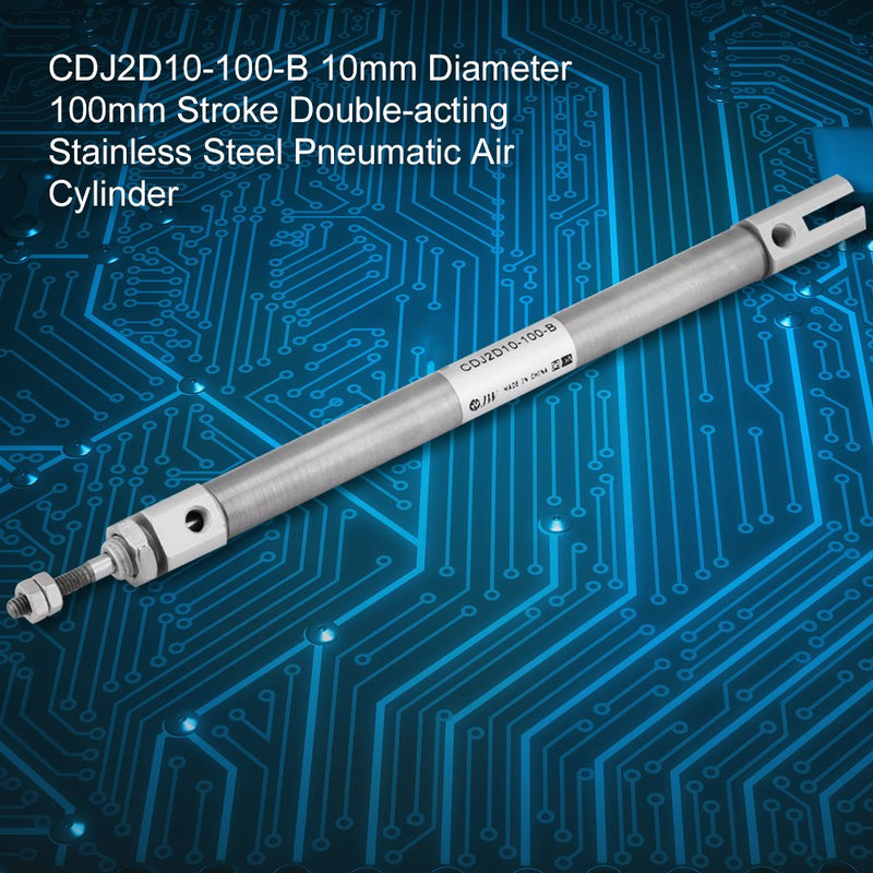 CDJ2D10-100-B Mini Double-Acting Stainless Steel Pneumatic Air Cylinder 10mm Diameter 100mm Stroke - LeoForward Australia