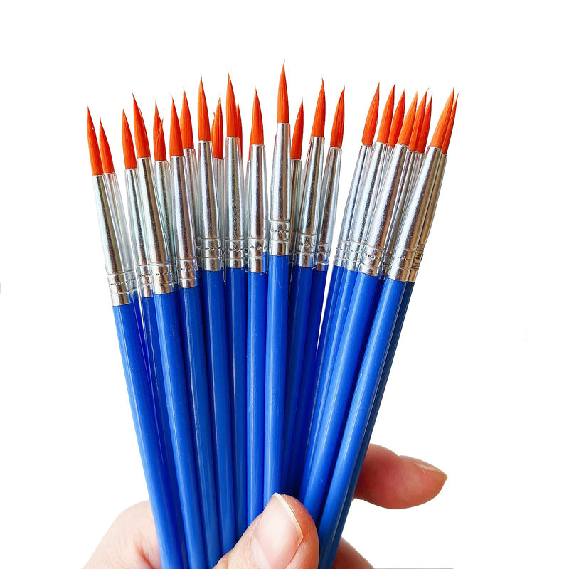  [AUSTRALIA] - 60 Pcs Paint Brushes Set for Kids Classroom Students Beginners，Small Brush Bulk for Detail Painting ,Round Flat Paintbrushes for Acrylic Painting，Oil Watercolor Acrylic Paint Brush 14cm-Round Blue