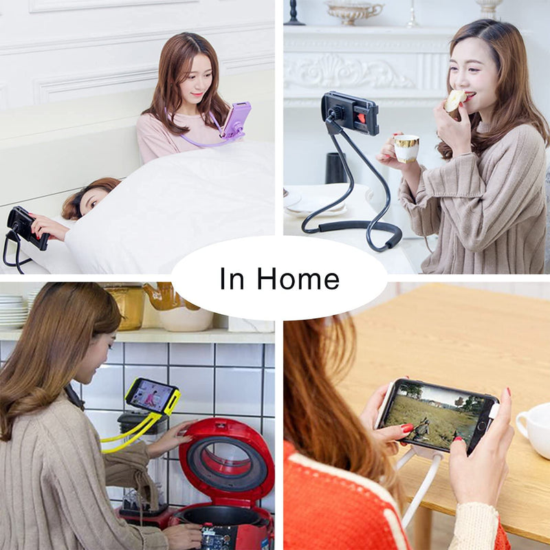  [AUSTRALIA] - NCElec 011 Neck Cell Desk Bed,Bike and Motorcycle Mount,Lazy Bracket Mobile Phone Stand Holder (Black) Black
