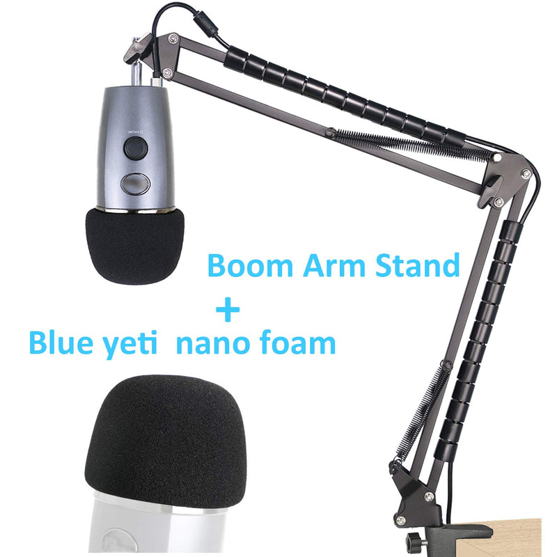 Yeti Nano Mic Stand with Foam Cover Windscreen - Mic Suspension Boom Arm Stand and Pop Filter Compatible with Blue Yeti Nano Microphone by YOUSHARES - LeoForward Australia