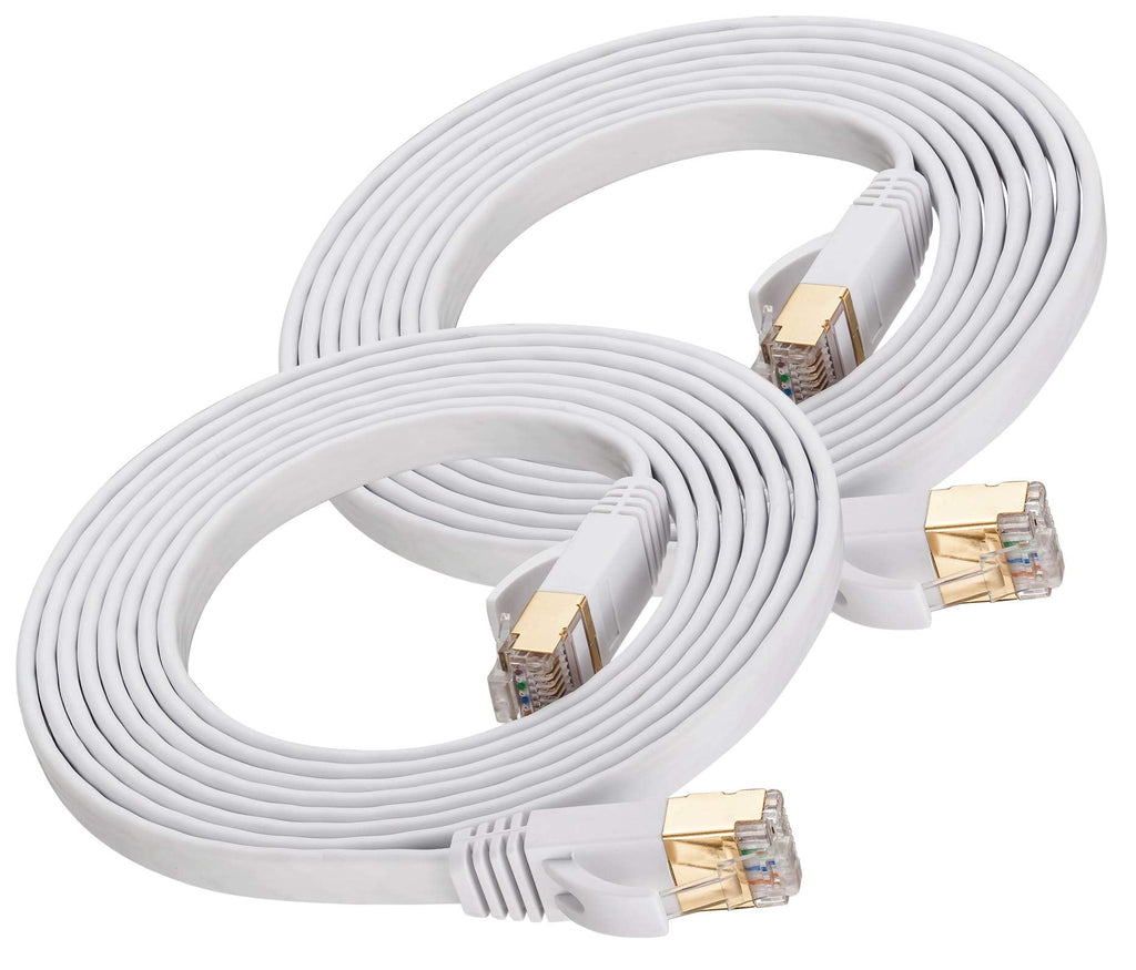  [AUSTRALIA] - 2 Pack Cat 7 Shielded Ethernet Cable 1 Ft (Highest Speed Cable),Ruaeoda Cat7 Flat Ethernet Patch Cables - Internet Cable for Modem, Router, LAN, Computer - Compatible with Cat 6 Cat 5 5e Network 1ft 2Pack