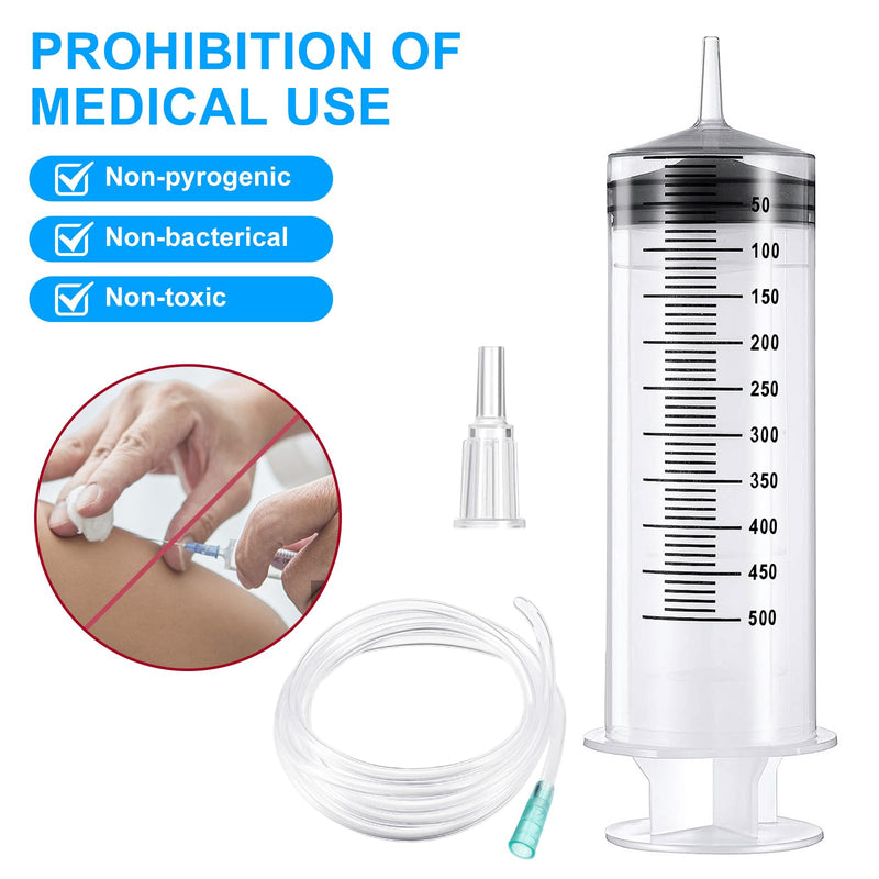  [AUSTRALIA] - 500ml Syringe Large Syringes with Hose for Science Labs Without Needle for Refilling and Measuring Oil Glue Applicator of Liquids Feeding Pets Scientific Laboratories