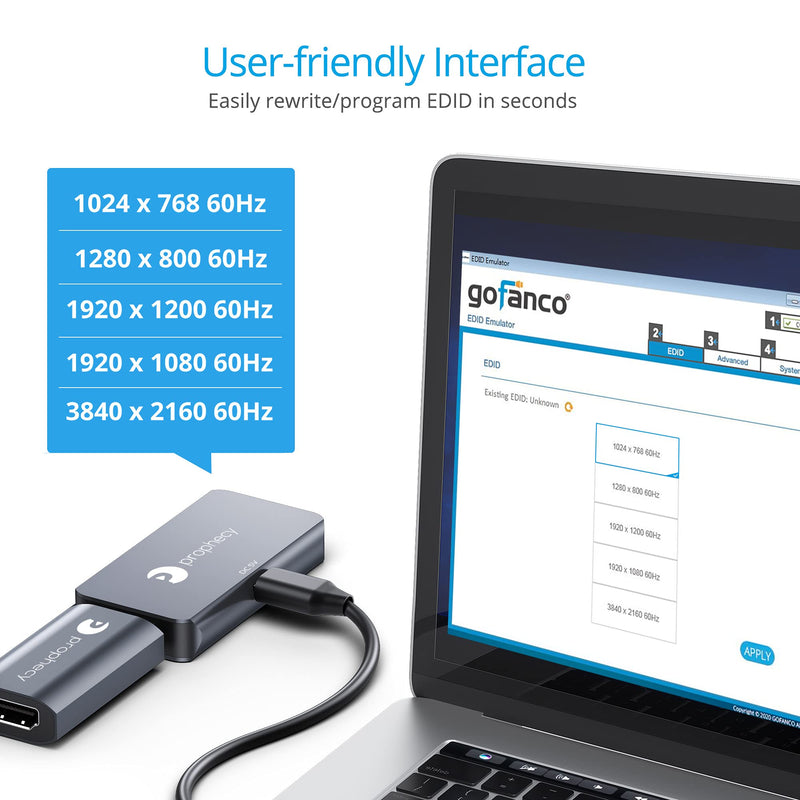  [AUSTRALIA] - gofanco Prophecy HDMI EDID Emulator Programmer – EDID Programming of gofanco PRO-EDID Emulators, 5 Pre-Defined EDIDs, Custom EDIDs, USB Bus-Powered, Windows only, TAA Compliant (PRO-EDIDwriter) EDID writer