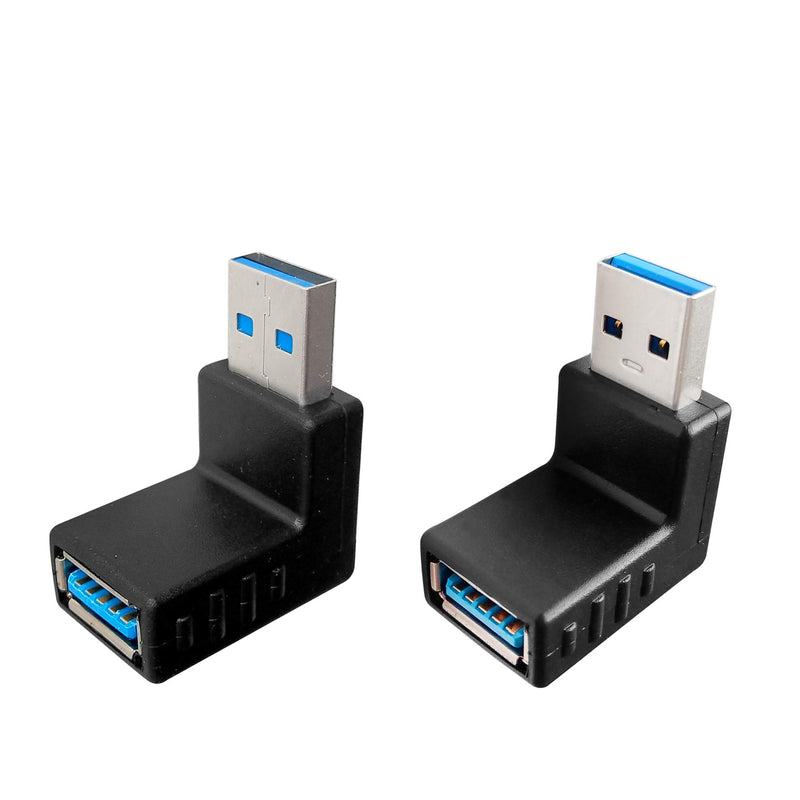  [AUSTRALIA] - Posdou USB 3.0 Male to Female 90 Degree Right Angle Extension Adapter, USB Upward and Downward Connector