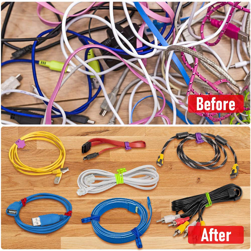  [AUSTRALIA] - Reusable Silicone Strong Magnetic Cable Ties/Twist Ties for Bundling and Organizing Cables/Cords. Can Be Used in USB Cable, Fridge Magnets, Book Markers or Just for Fun(8 Colors - 16 Pack)