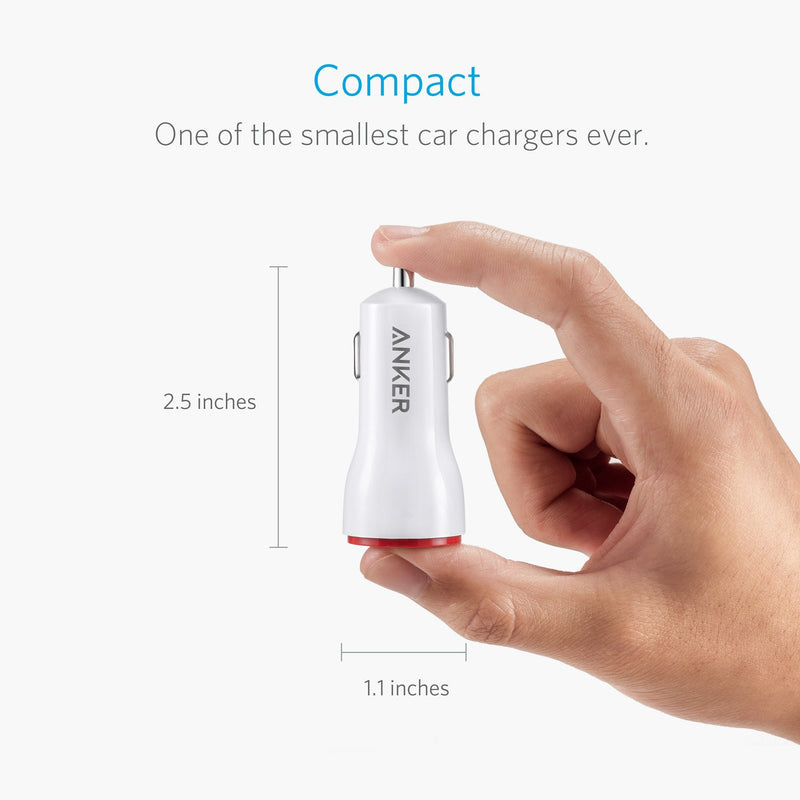 Anker 24W Dual USB Car Charger, PowerDrive 2 for iPhone X / 8/7 / 6s / Plus, iPad Pro/Air 2 / Mini, Note 5/4, LG, Nexus, HTC, and More White - LeoForward Australia