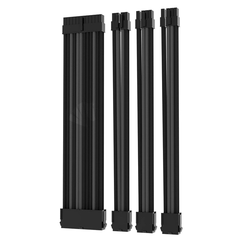  [AUSTRALIA] - Asiahorse 18AWG PSU Asiahorse PSU Cable Extension Sleeved Custom Mod GPU PC Power Supply Soft Braided with Two Color Comb Kit 24P/8P to 6+2P/ 8P to 4+4P 30CM 300MM - Black/Gery 4 packs black-gery