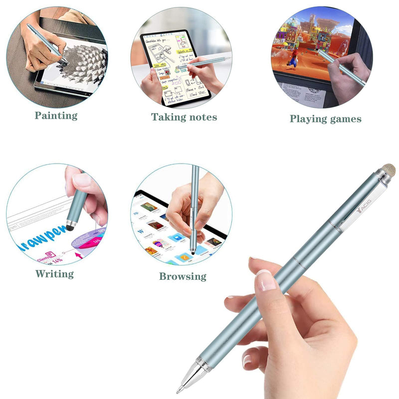Yacig Capacitive Stylus Pen, 4-in-1 High Sensitivity and Precision Touch Screen Stylus Clear Disc Tip,Black Rubber Tip &Mesh Fiber Tip Compatible with Universal Touch Screen Device (Ice Blue) Ice Blue - LeoForward Australia