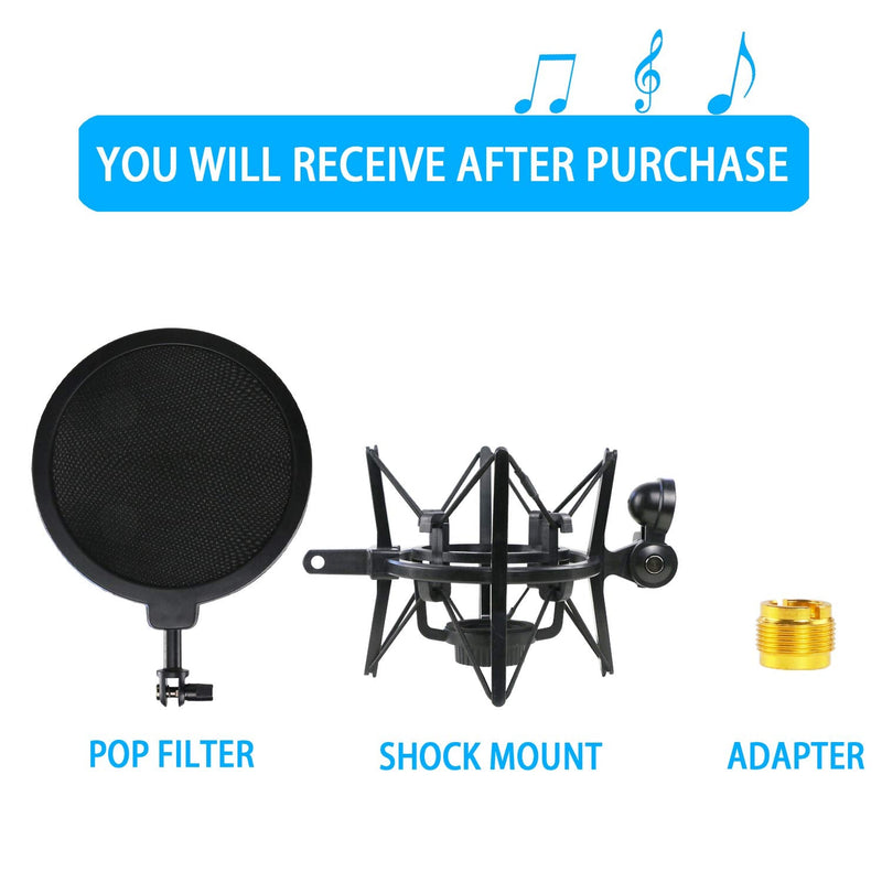  [AUSTRALIA] - ATR2500X Shock Mount with Pop Filter, Windscreen and Shockmount to Reduce Vibration Noise Matching Mic Boom Arm Stand for Audio-Technica ATR 2500X and ATR2500 USB Condenser Microphone by YOUSHARES